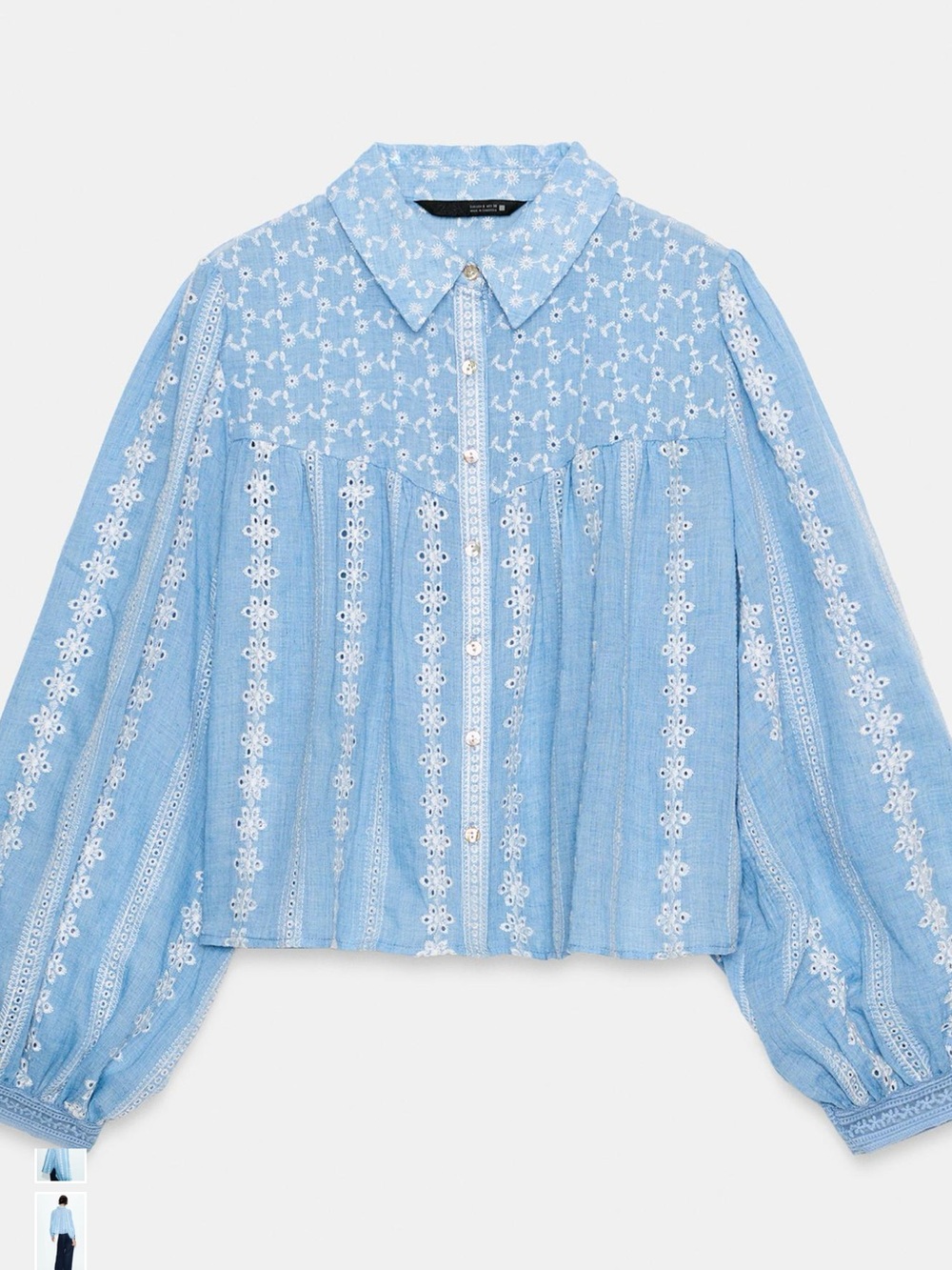 Zara women embroidered button up size L